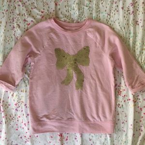 Flip Sequin 3/4 Sweatshirt Pink w White Polka Dots